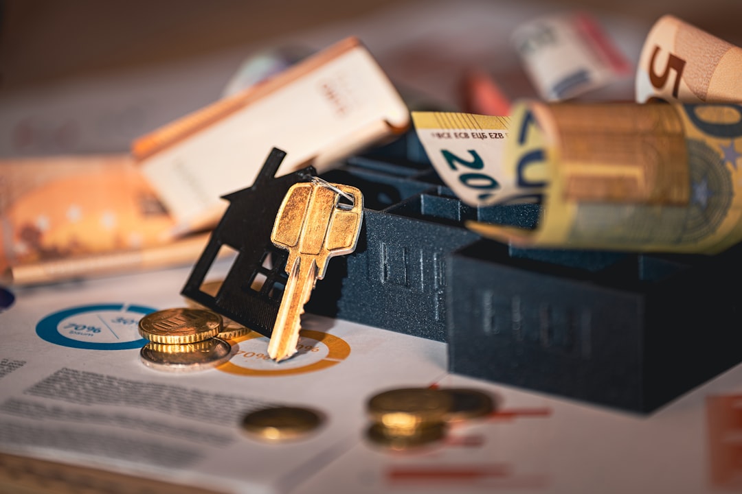 house model new housing estate door keys mortage agreement statistics cash coins